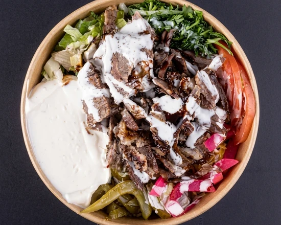 Beef shawarma plate with rice and fresh salad at Al Zain London, Ontario