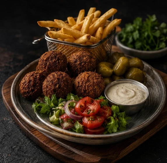 Falafel platter at Al Zain Fanshawe Park Road — halal Middle Eastern restaurant in London, Ontario