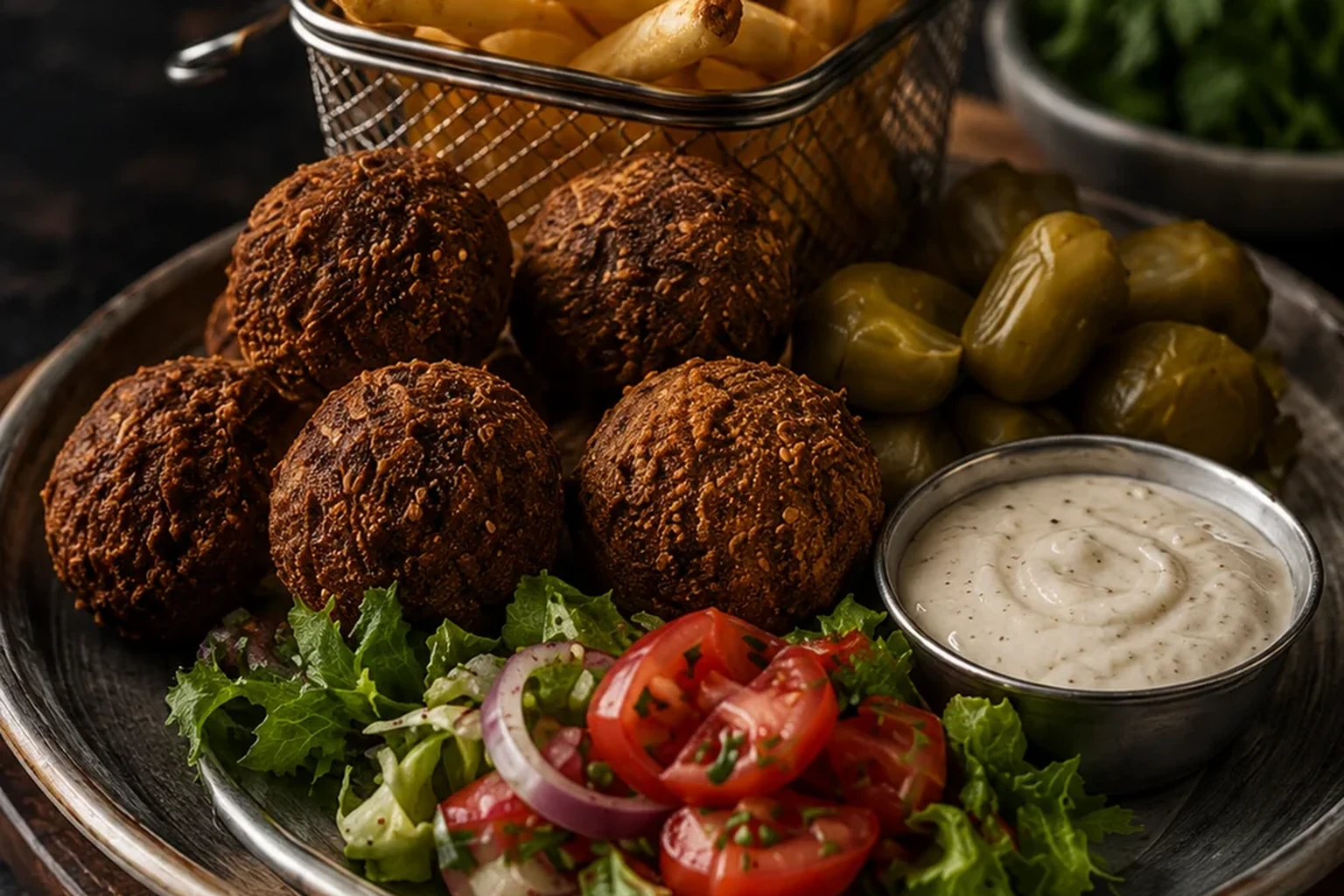Falafel at Al Zain London, Ontario — crispy chickpea patties seasoned with traditional Middle Eastern spices